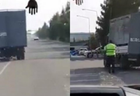 Postda maşını yol polisinin üstünə sürən sürücü həbs edildi