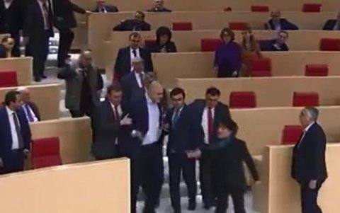 Gürcüstan Parlamentində deputatlar arasında dava