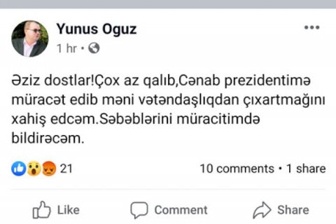 Baş redaktordan ŞOK qərar: Azərbaycan vətəndaşlığından imtina edir