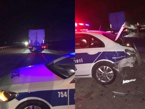 Sərxoş sürücü YPX avtomobilini vurub bu hala saldı - İki polis yaralandı - ŞƏKİL