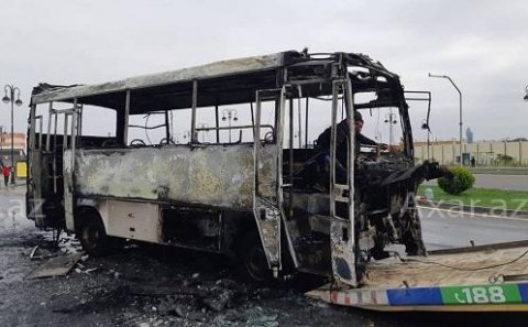 Sumqayıtda sərnişin avtobusu yandı