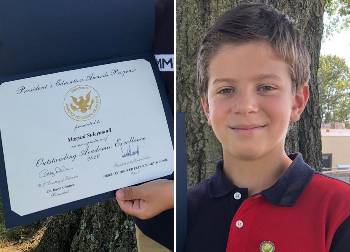 10 yaşlı azərbaycanlı ABŞ-da prezident mükafatı aldı — ŞƏKİLLƏR