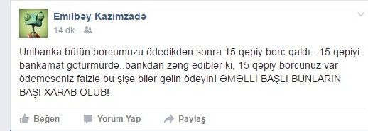 "Unibank"dan müştəriyə gülünc zəng:  