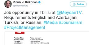 Erməni jurnalist “MEYDAN TV”-yə işçi axtarır Erməni jurnalist “MEYDAN TV”-yə işçi axtarır