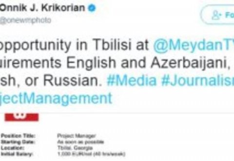 Erməni jurnalist “MEYDAN TV”-yə işçi axtarır Erməni jurnalist “MEYDAN TV”-yə işçi axtarır