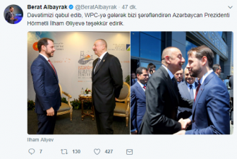 Ərdoğanın kürəkəni İlham Əliyevə Azərbaycan dilində təşəkkür etdi