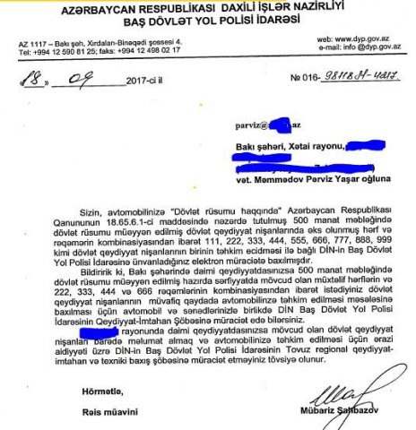 DYP "zerkalni" nömrələrin əsl qiymətini açıqladı 