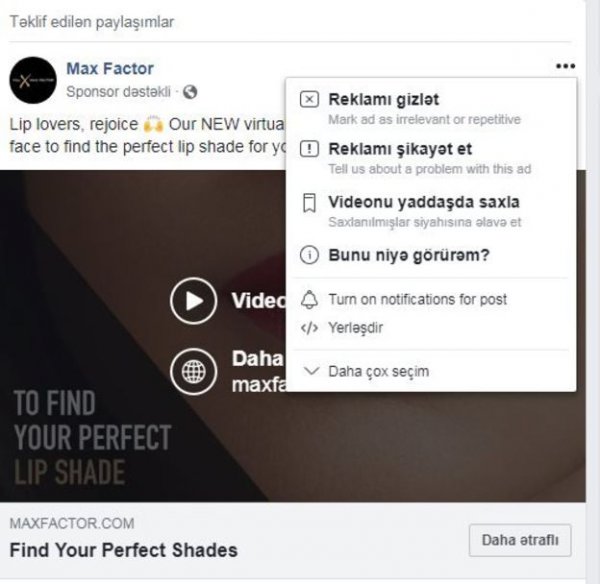 Facebook: Görmək istəmədiyiniz reklamları necə blok etmək olar?