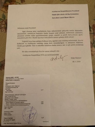 Eldar Həsənov Prezidentə təbrik məktubu yazdı - ŞƏKİL