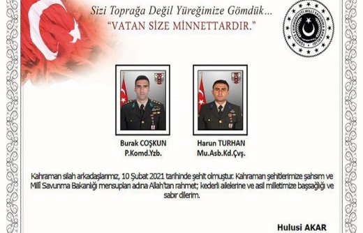 Türkiyə Ordusunun 2 hərbçisi şəhid oldu