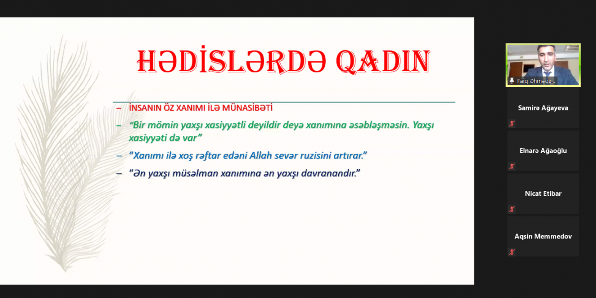 Azərbaycan İlahiyyat İnstitutunda “İslama görə qadının dəyəri” mövzusunda vebinar keçirilib
