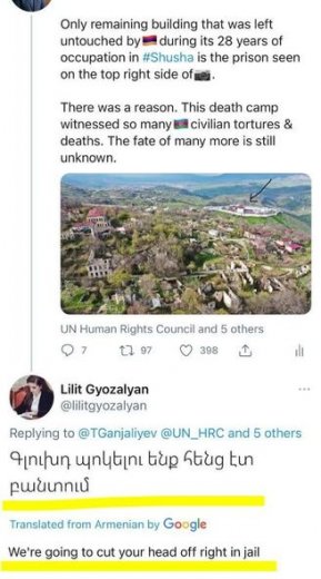Ermənistan parlamentinin əməkdaşı azərbaycanlı deputatı ölümlə hədələyir – ŞƏKİL