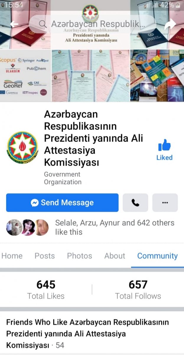 Ali Attestasiya Komissiyasının Rəsmi Facebook səhifəsi fəaliyyətə başlayıb
