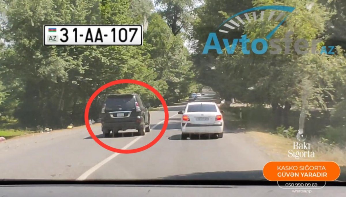 "AA" nömrəli avtomobilin sürücüsü qanunu kobud şəkildə pozdu - ŞƏKİL