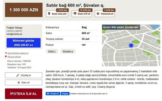 Ramiz Mehdiyevin kürəkəni borca görə villasını satır - ŞƏKİLLƏR Ramiz Mehdiyevin kürəkəni borca görə villasını satır - ŞƏKİLLƏR