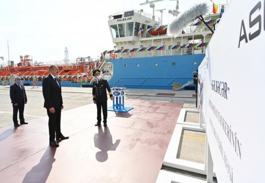 Prezident “Kəlbəcər” tankerinin istismara verilməsi mərasimində - ŞƏKİLLƏR