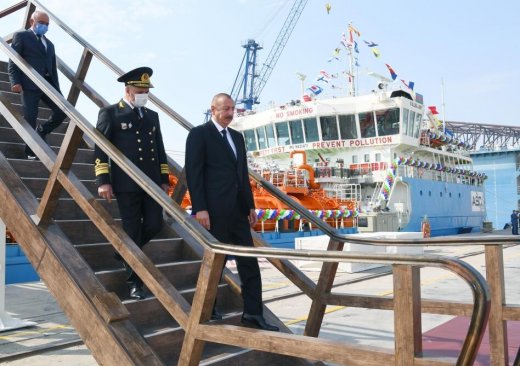 Prezident “Kəlbəcər” tankerinin istismara verilməsi mərasimində - ŞƏKİLLƏR